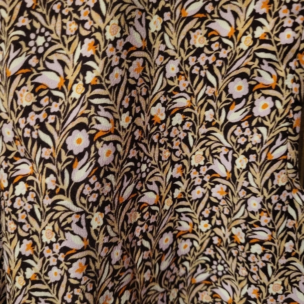 J Crew Womens Puff Sleeve Crepe Satin Blouse Fall Autumn Floral Size Large Tall